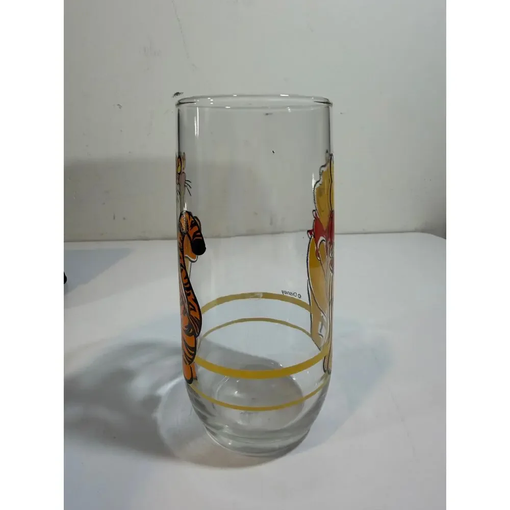 VINTAGE ANCHOR HOCKING DISNEY WINNIE THE POOH & TIGGER DRINKING GLASS